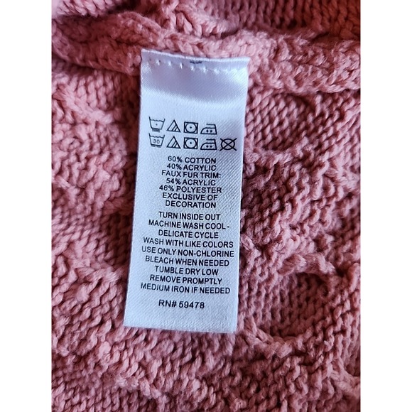 Cupcakes & Cashmere Cable Knit Sweater Hoodie Floral Embroidery Pink Toddler 24M - Picture 8 of 10